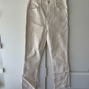 MOTHER Off-White High-Rise Straight-Leg Jeans